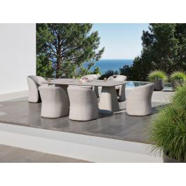 Nouveau Anchor - Outdoor Grey Olefin + Stone 7-Piece Dining Set