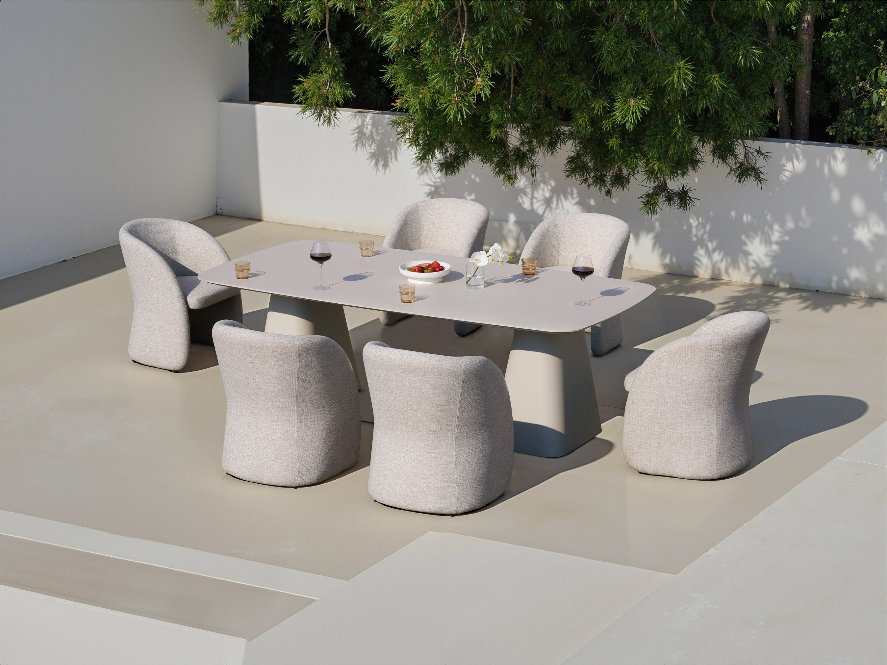 Nouveau Anchor - Outdoor Grey Olefin + Stone 7-Piece Dining Set