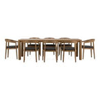 Evora + Sintra - Outdoor Eucalyptus + Grey Olefin 9-Piece Dining Set