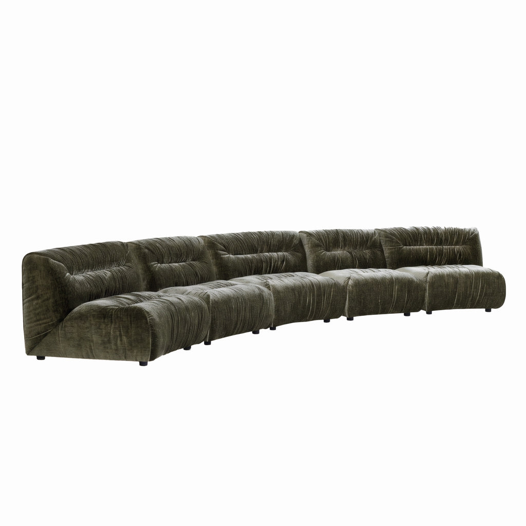 Nouveau Elias - Modern Green Fabric Curved Modular Sectional Sofa - 5-Piece Sectional - Modern Green Fabric Curved Modular Sectional Sofa - 5 - Piece Sectional