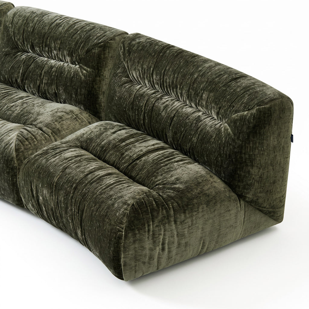 Nouveau Elias - Modern Green Fabric Curved Modular Sectional Sofa - 5-Piece Sectional - Modern Green Fabric Curved Modular Sectional Sofa - 5 - Piece Sectional