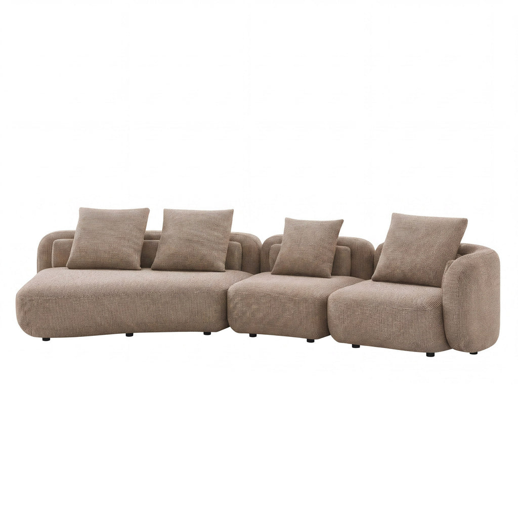 Nouveau Percy - Contemporary Beige Fabric Left Facing Chaise Sectional Sofa