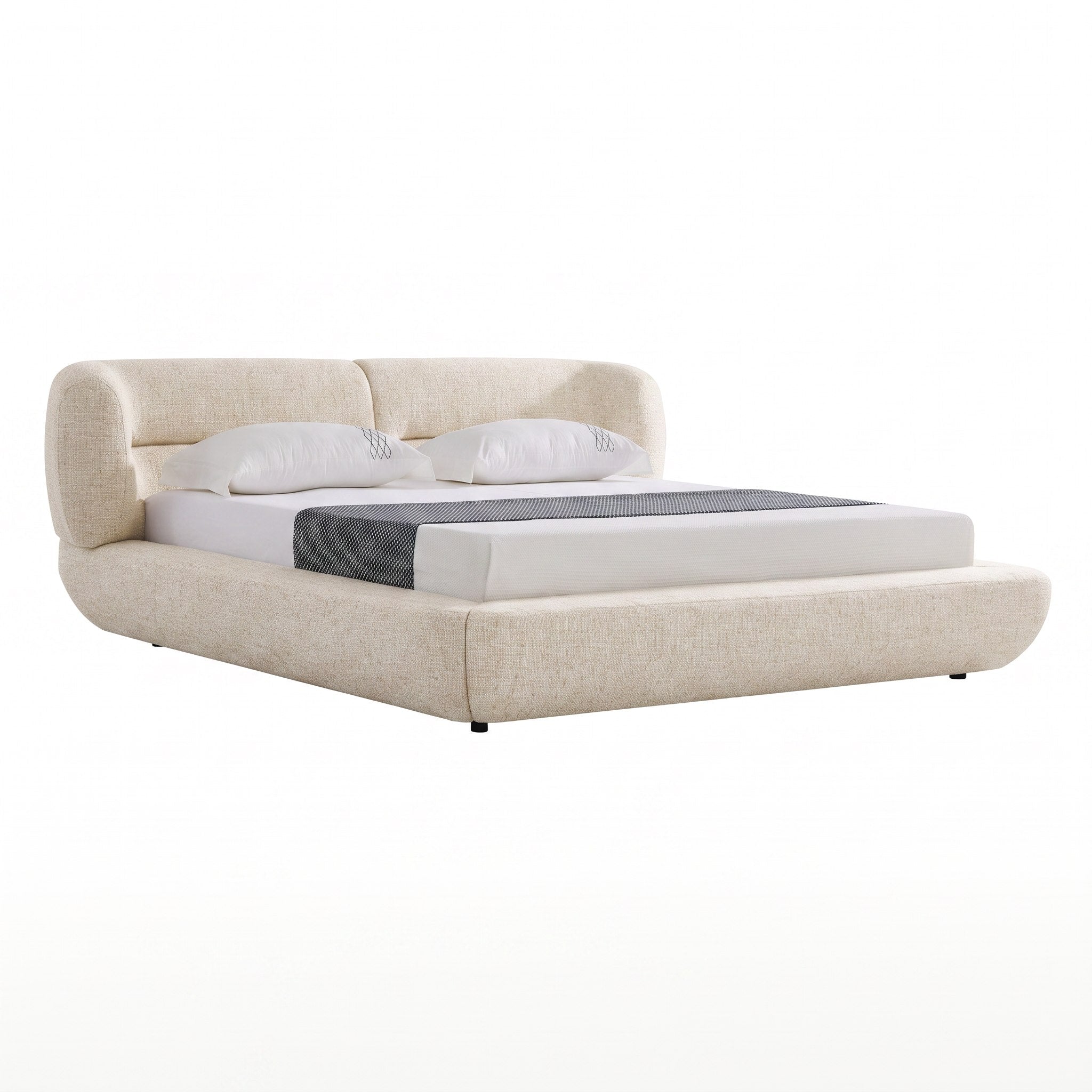 Nouveau Pasha - Modern Cream Fabric Bed - Modern Cream Fabric Bed