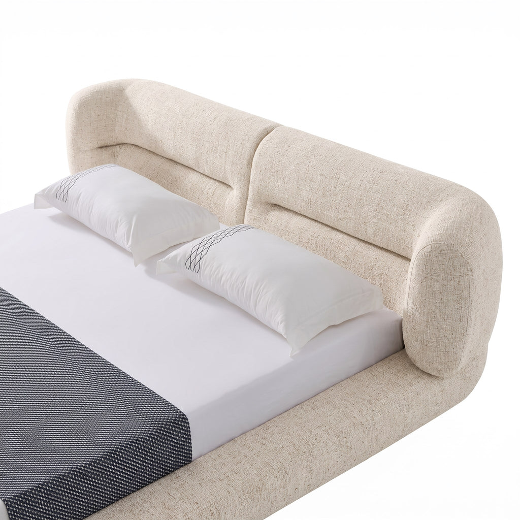 Nouveau Pasha - Modern Cream Fabric Bed - Modern Cream Fabric Bed