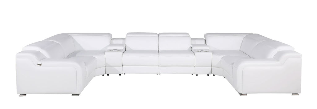 1116 Divanitalia 8-Piece U-Shaped Sectional Sofa in Top Grain Italian Leather with 4 Power Recliners & Power Headrests - White - SKU 1116-WHITE-8PC-4PWR-U-SECTIONAL-GROUP - view 3