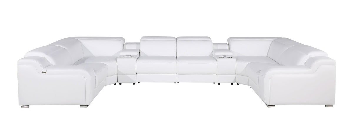 1116 Divanitalia 8-Piece U-Shaped Sectional Sofa in Top Grain Italian Leather with 4 Power Recliners & Power Headrests - White - SKU 1116-WHITE-8PC-4PWR-U-SECTIONAL-GROUP - view 3