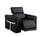 1126 Divanitalia Top Grain Italian Leather Power Reclining Chair with Power Headrests - Black - SKU 1126-BLACK-CH - view 3