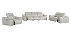 9762 Divanitalia 6-Piece Modular Power Reclining Sofa, Loveseat and Chair Set with 6 Power Recliners in Top Grain Italian Leather - Light Grey - SKU 9762-LT-GREY-6.6-HT-3PC - view 4