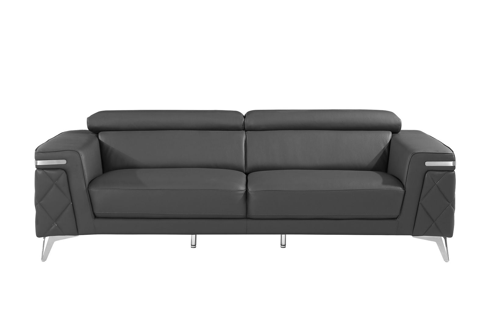 1140 Divanitalia Sofa with Adjustable Headrest in Top-grain Italian Leather - Dark Gray