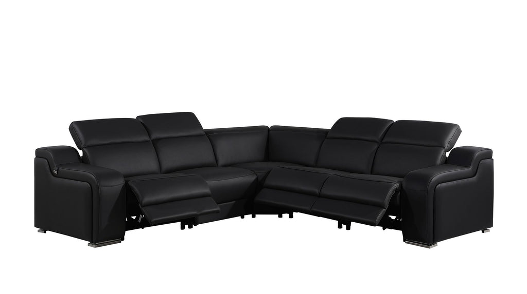 1116 Divanitalia 5-Piece L-Shaped Sectional Sofa in Top Grain Italian Leather with 3 Power Recliners & Power Headrests - Black - SKU 1116-BLACK-5PC-3PWR-SECTIONAL- GROUP - view 3