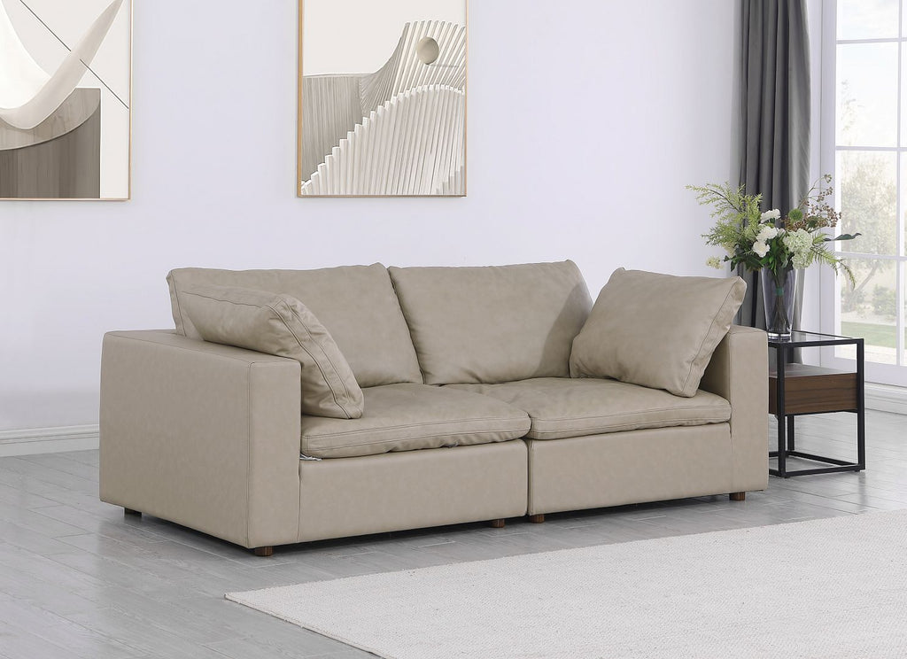 1100 Divanitalia Modular Loveseat - Top-grain Italian Leather - Beige