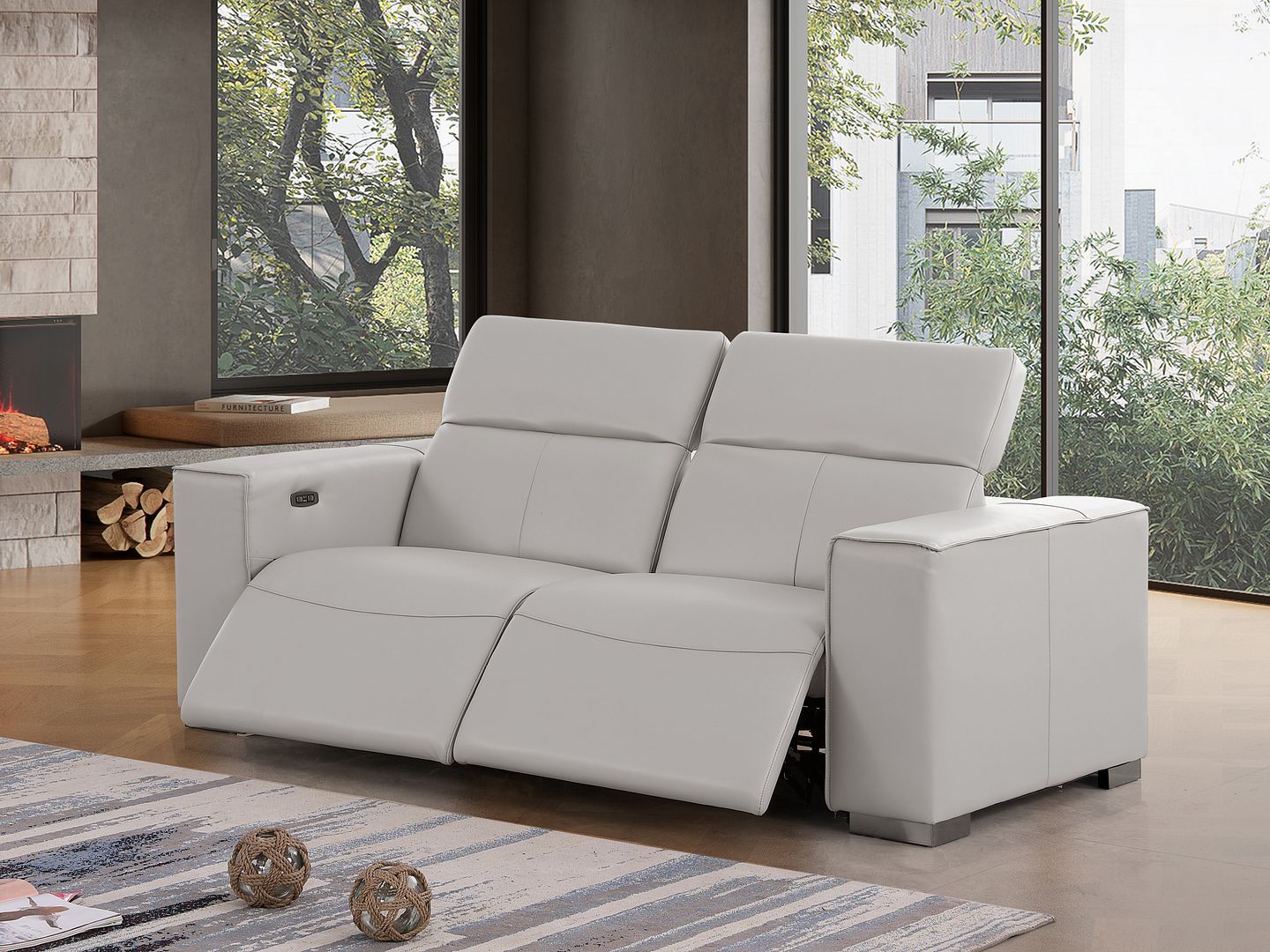 1208 Genuine Leather Dual Power Reclining Loveseat