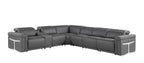 1126 Divanitalia 7-Piece L-Shaped Sectional Sofa in Top Grain Italian Leather with 4 Power Recliners & Power Headrests - Dark Grey - SKU 1126-DK-GREY-SEC-7PC-4PWR-SECTIONAL-GROUP - view 2