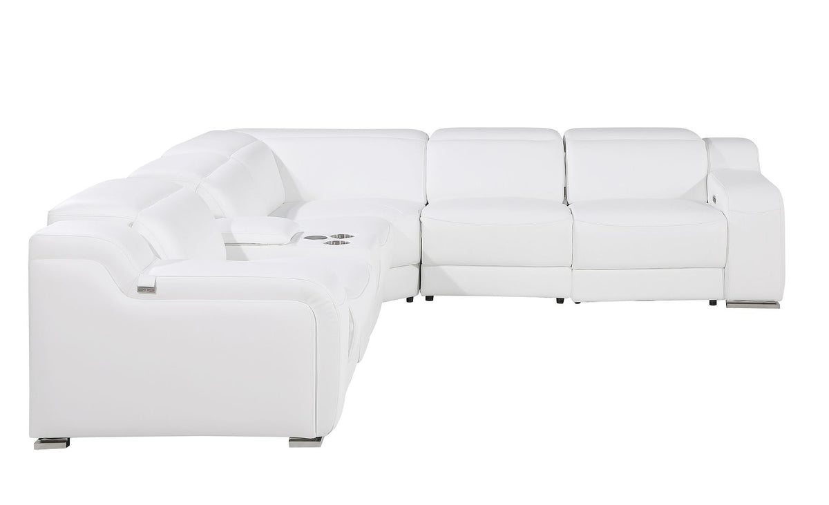 1116 Divanitalia 6-Piece L-Shaped Sectional Sofa in Top Grain Italian Leather with 3 Power Recliners & Power Headrests - White - SKU 1116-WHITE-6PC-3PWR-SECTIONAL- GROUP - view 5