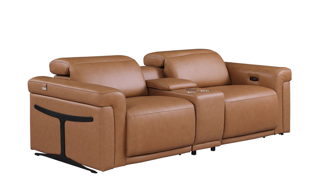 1126 Divanitalia 3-Piece Modular Power Reclining Loveseat in Top Grain Italian Leather with 2 Power Recliners & Power Headrests