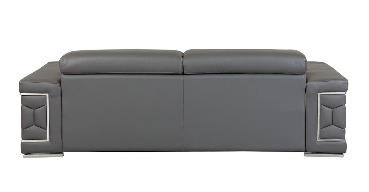 692 Divanitalia 2-Piece Sofa Set with Adjustable Headrest in Top-grain Italian Leather - Dark Grey - SKU 692- DARK GRAY 2PC (S/L) - GROUP - view 6