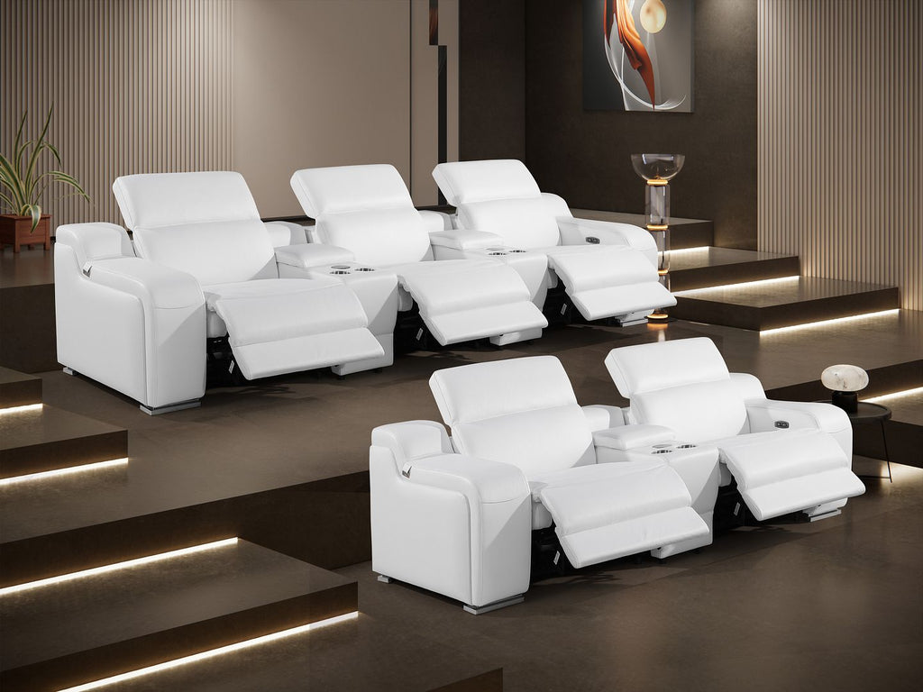 1116 Divanitalia 8-Piece Modular Power Reclining Sofa & Loveseat Set in Top Grain Italian Leather with 5 Power Recliners & Power Headrests - White - SKU 1116-WHITE-8.5-HT - view 3