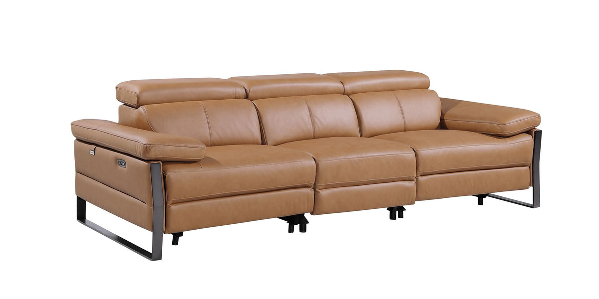 1246 Divanitalia Modular Power Dual Reclining Sofa, Loveseat, and Chair Set with Power Headrests - Top Grain Italian Leather - Cognac - SKU 1246-COGNAC-6.5-HT-3PC - view 5