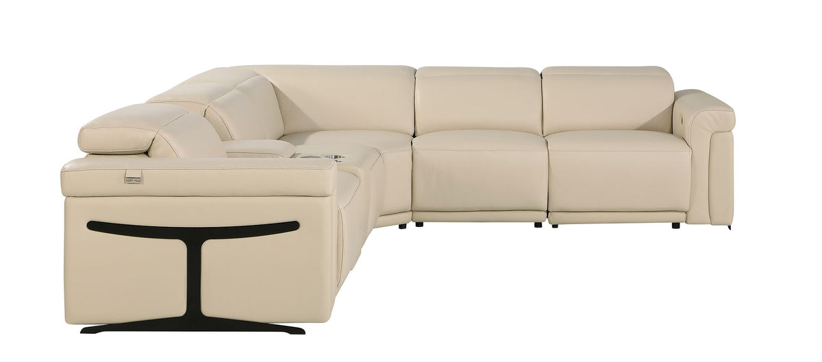 1126 Divanitalia 6-Piece L-Shaped Sectional Sofa in Top Grain Italian Leather with 3 Power Recliners & Power Headrests - Beige - SKU 1126-BEIGE-SEC-6PC-3PWR-SECTIONAL- GROUP - view 4