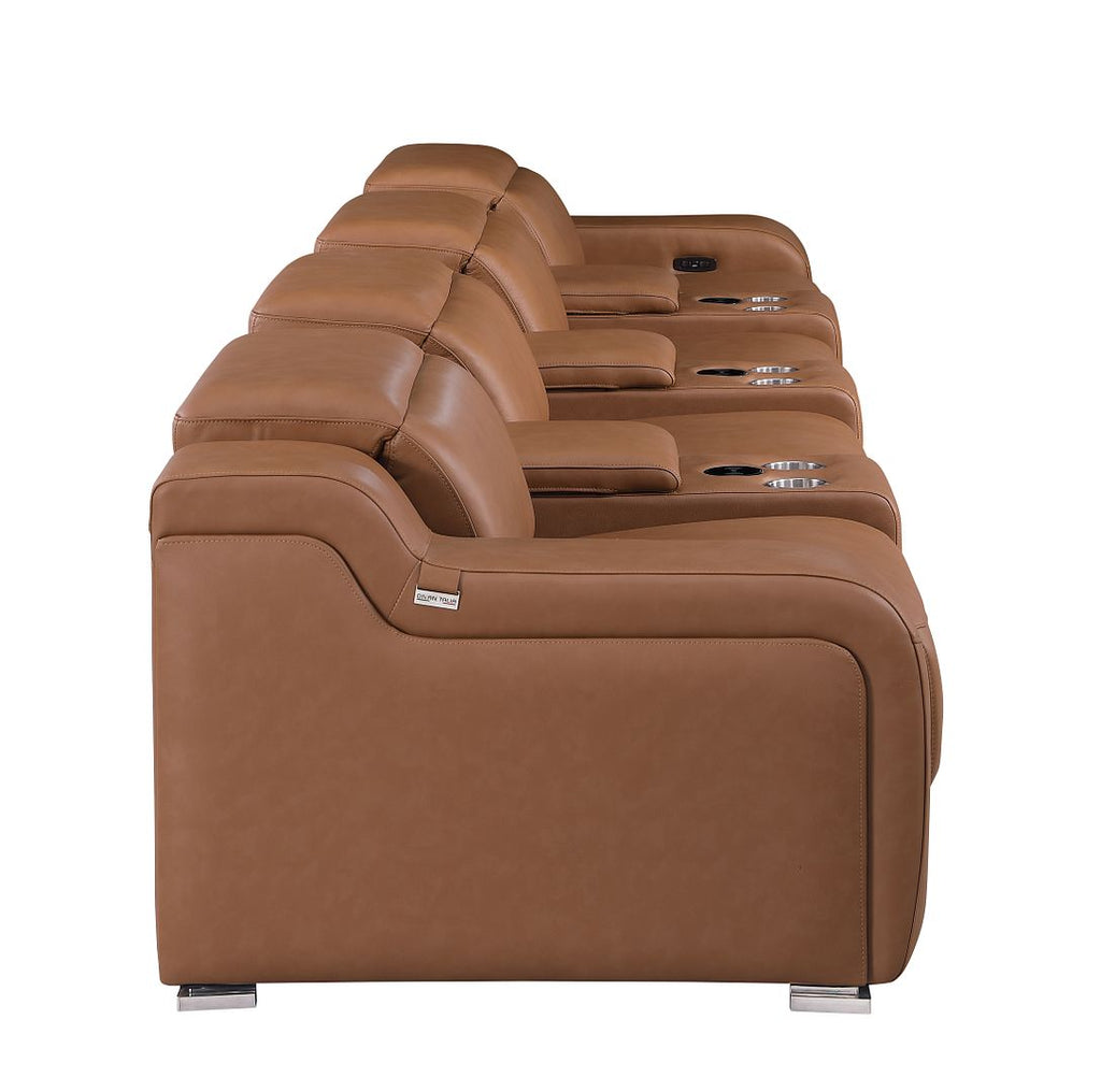 1116 Divanitalia 7-Piece Modular Power Reclining Sofa in Top Grain Italian Leather with 4 Power Recliners & Power Headrests - Cognac - SKU 1116-COGNAC-S-7.4-HT - view 8