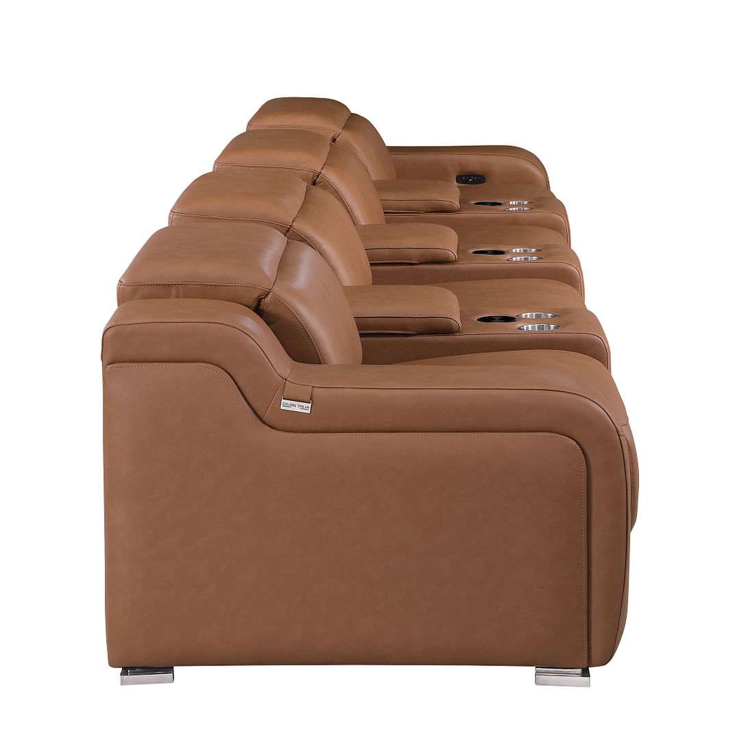1116 Divanitalia 7-Piece Modular Power Reclining Sofa in Top Grain Italian Leather with 4 Power Recliners & Power Headrests - Cognac - SKU 1116-COGNAC-S-7.4-HT - view 8