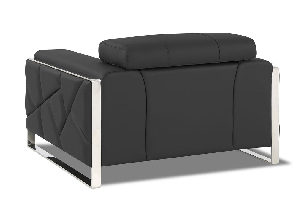 903 Divanitalia Chair with Adjustable Headrest in Top-grain Italian Leather - Dark Grey - SKU 903-CH-DARK GRAY - view 3