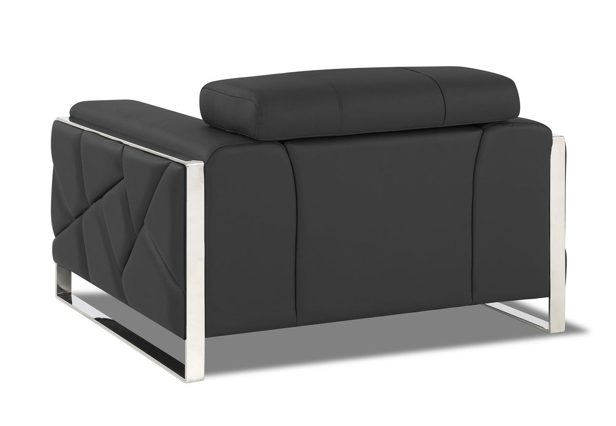 903 Divanitalia Chair with Adjustable Headrest in Top-grain Italian Leather - Dark Grey - SKU 903-CH-DARK GRAY - view 3