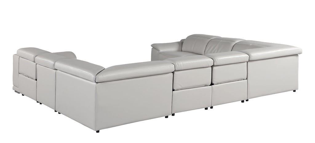 9762 Divanitalia 8-Piece U-Shaped Top Grain Italian Leather Sectional Sofa with 4 Power Recliners
