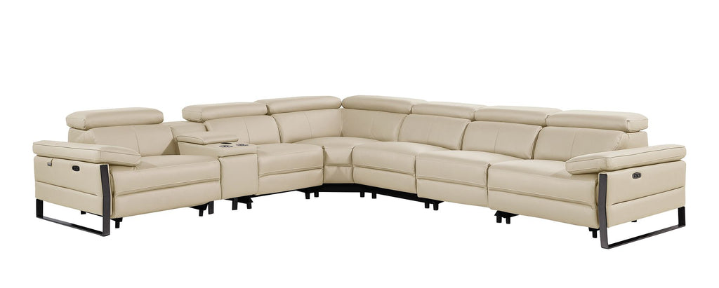 1246 Divanitalia 7-Piece L-Shaped Modular Power Reclining Sectional Sofa with 3 Power Recliners and Power Headrests - Top Grain Italian Leather