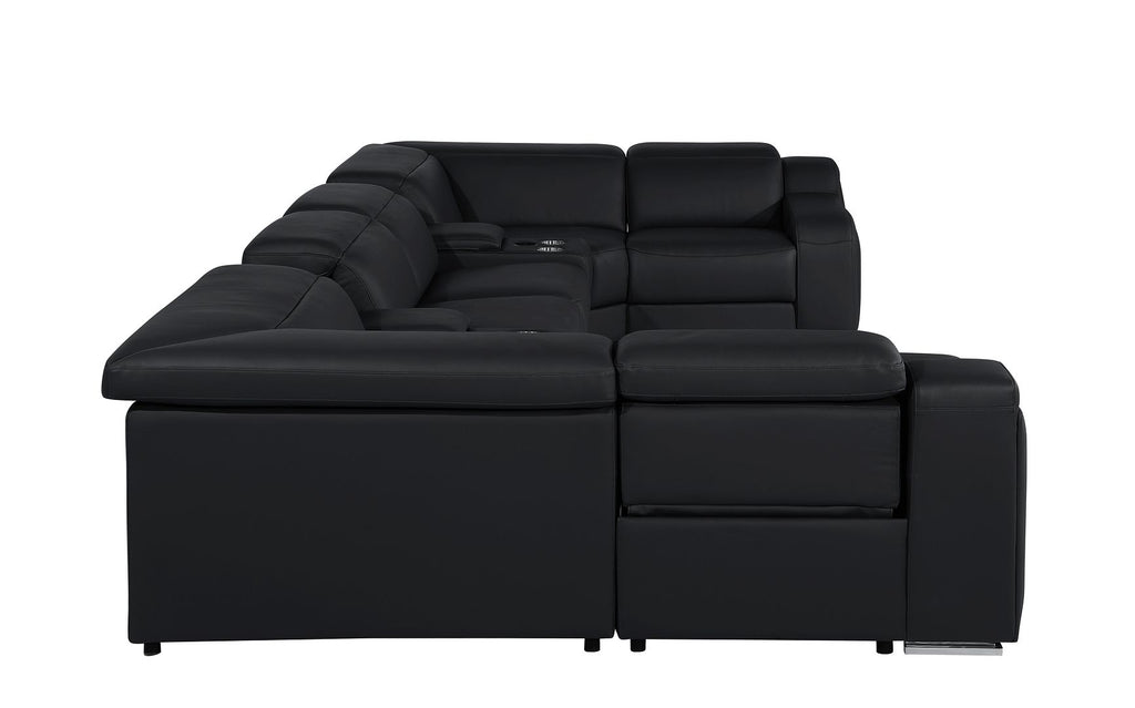 1116 Divanitalia 8-Piece U-Shaped Sectional Sofa in Top Grain Italian Leather with 4 Power Recliners & Power Headrests - Black - SKU 1116-BLACK-8PC-4PWR-U-SECTIONAL-GROUP - view 6