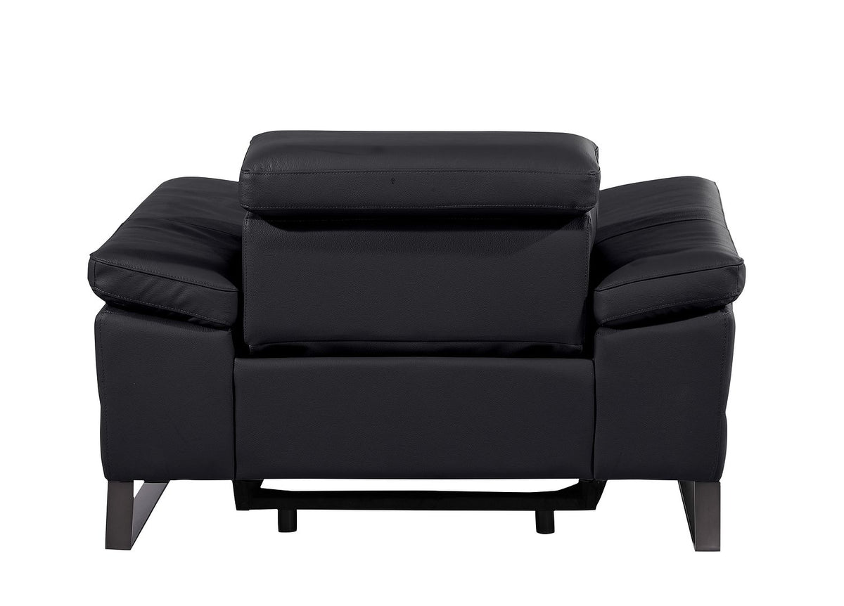 1246 Divanitalia Power Reclining Arm Chairwith Power Headrests - Top Grain Italian Leather - Black - SKU 1246-BLACK-CH - view 7