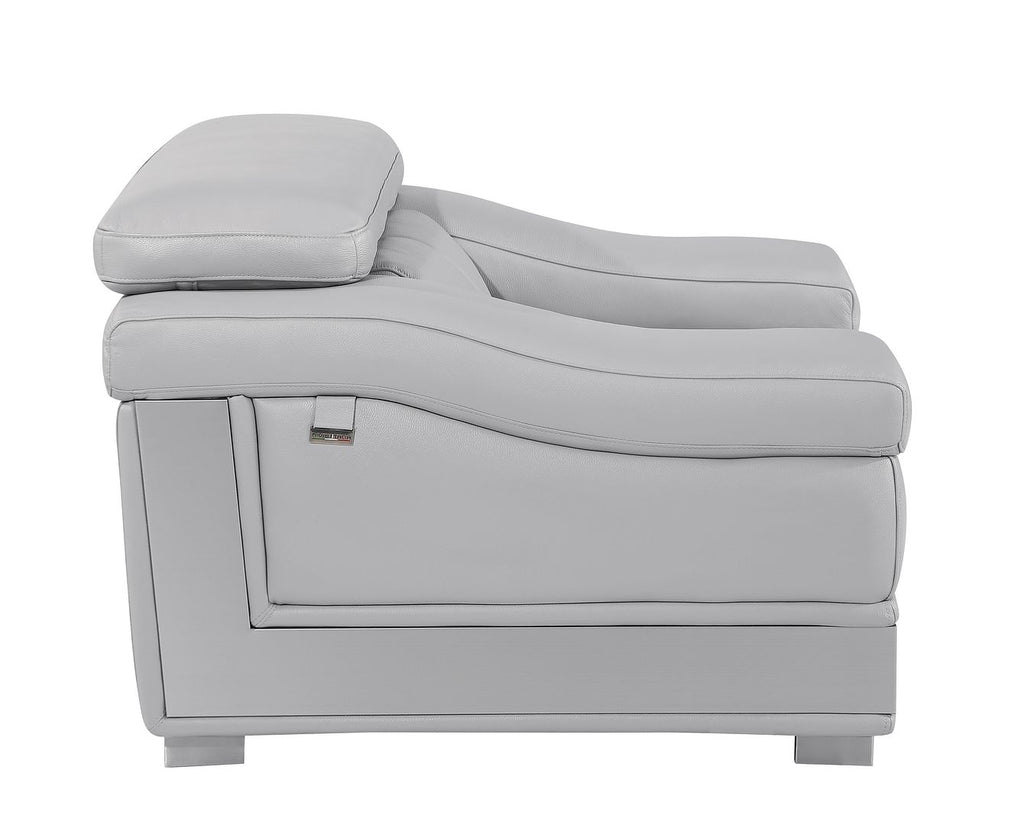 415 Divanitalia 2-Piece Sofa Set with Adjustable Headrest in Top-grain Italian Leather - Light Grey - SKU 415- LIGHT GRAY 2PC (S/L) - GROUP - view 9