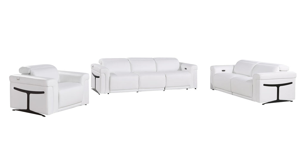 1126 Divanitalia 6-Piece Modular Power Reclining Sofa, Loveseat & Chair Set in Top Grain Italian Leather with 6 Power Recliners & Power Headrests - White - SKU 1126-WHITE-6.6-HT-3PC - view 3