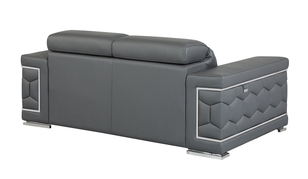 692 Divanitalia Loveseat with Adjustable Headrest in Top-grain Italian Leather - Dark Grey - SKU 692-L-DARK GRAY - view 3