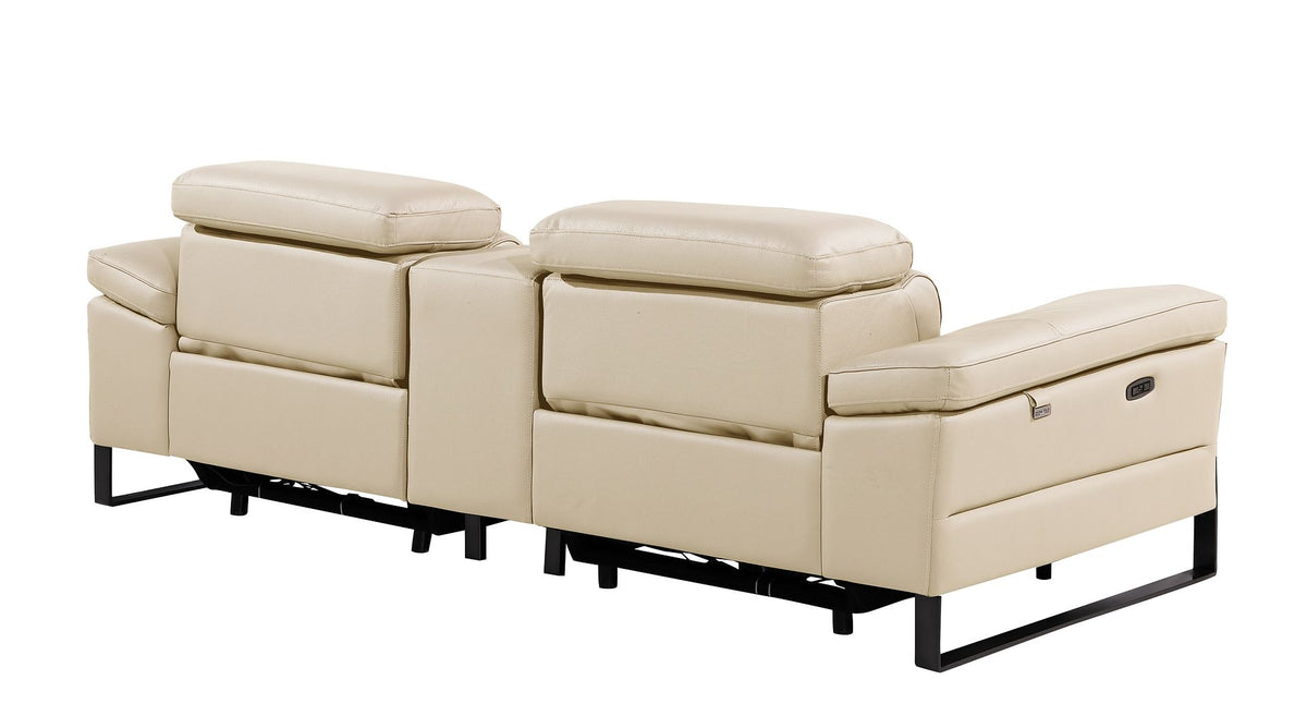 1246 Divanitalia Top Grain Italian Leather Console Loveseat with Power Headrest - Beige - SKU 1246-BEIGE-3.2-HT - view 7