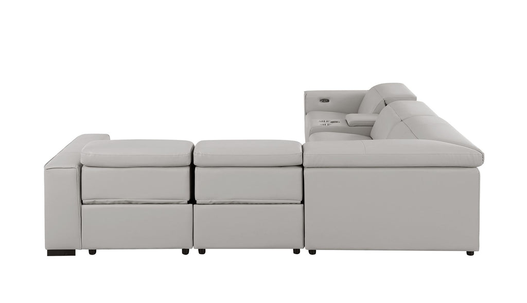 1208 6-Piece L-Shaped Leather Reclining Sectional Sofa with 3 Power Recliners