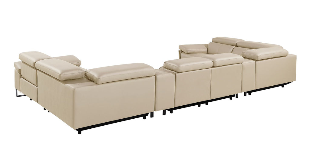 1246 Divanitalia 8-Piece U-Shaped Modular Power Reclining Sectional Sofa with 2 Power Recliners and Power Headrests - Top Grain Italian Leather