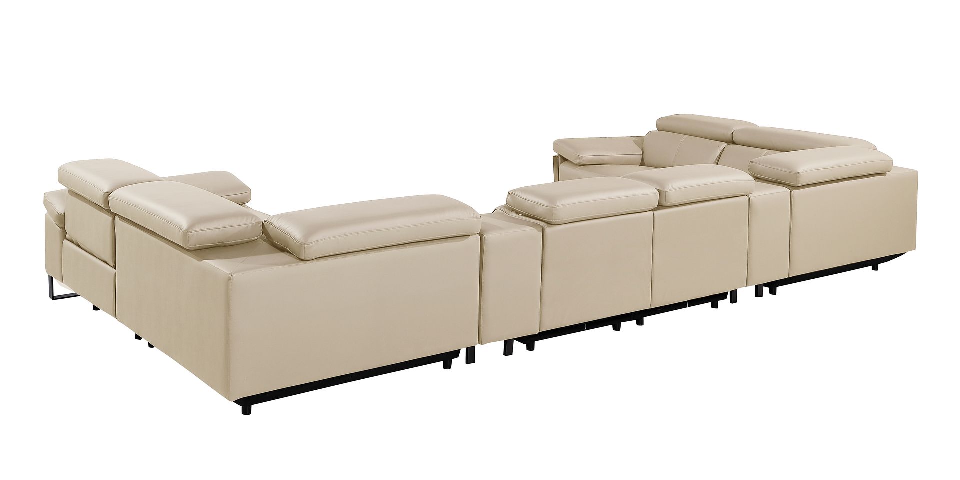 1246 Divanitalia 8-Piece U-Shaped Modular Power Reclining Sectional Sofa with 2 Power Recliners and Power Headrests - Top Grain Italian Leather