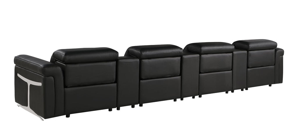 1126 Divanitalia 7-Piece Modular Power Reclining Sofa in Top Grain Italian Leather with 4 Power Recliners & Power Headrests - Black - SKU 1126-BLACK-7.4-HT - view 7