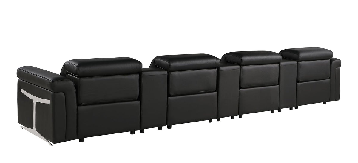 1126 Divanitalia 7-Piece Modular Power Reclining Sofa in Top Grain Italian Leather with 4 Power Recliners & Power Headrests - Black - SKU 1126-BLACK-7.4-HT - view 7