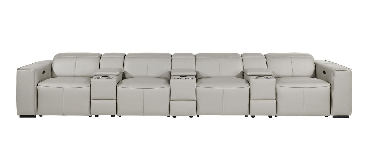 1224 Divanitalia 7-Piece Modular Power Reclining Sofa in Top Grain Italian Leather with 4 Power Recliners & Power Headrests - Light Grey - SKU 1224-LT-GREY-S-7.4-HT - view 3