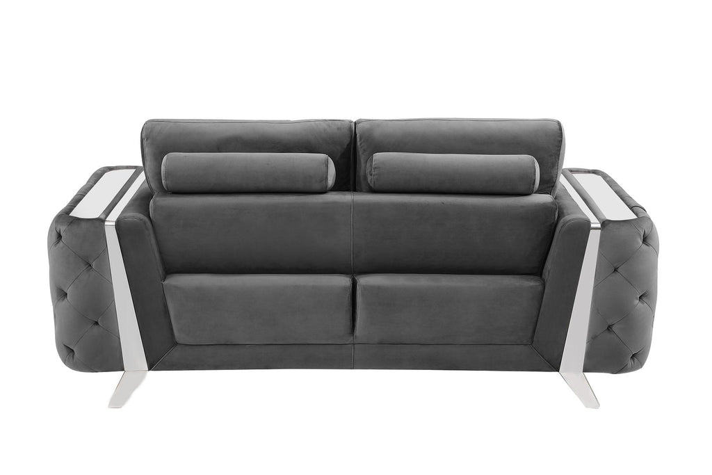 1051 Divanitalia Beige Loveseat in Velvet Fabric - Dark Grey - SKU 1051-DK-GRAY-L - view 4