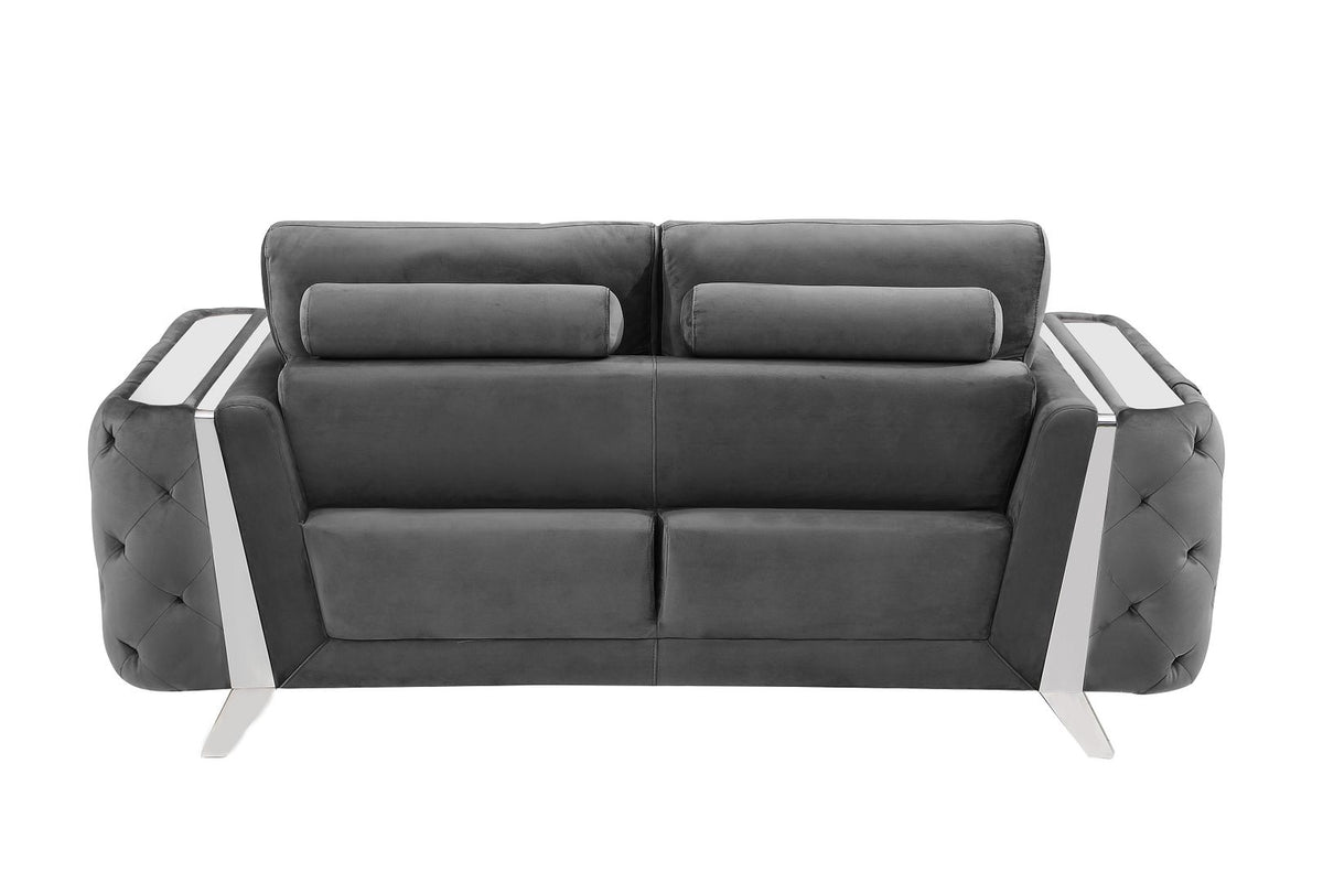 1051 Divanitalia Beige Loveseat in Velvet Fabric - Dark Grey - SKU 1051-DK-GRAY-L - view 4
