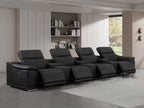 2679 Genuine Leather Sofa with 4 Power Recliners, Power Headrests & 3 Storage Consoles