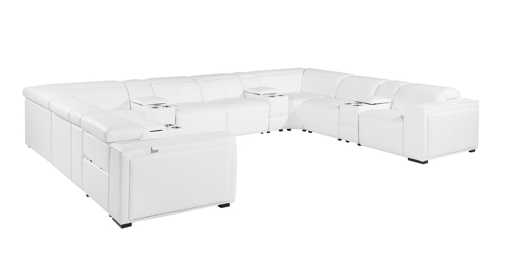 1224 Divanitalia 12-Piece U-Shaped Sectional Sofa in Top Grain Italian Leather with 4 Power Recliners & Power Headrests