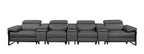 1246 Divanitalia Modular Power Triple Reclining Triple Console Sofa with Power Reclining Headrests - Top Grain Italian Leather