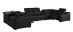 1116 Divanitalia 8-Piece U-Shaped Sectional Sofa in Top Grain Italian Leather with 2 Power Recliners & Power Headrests - Black - SKU 1116-BLACK-8PC-2PWR-U-SECTIONAL-GROUP - view 5