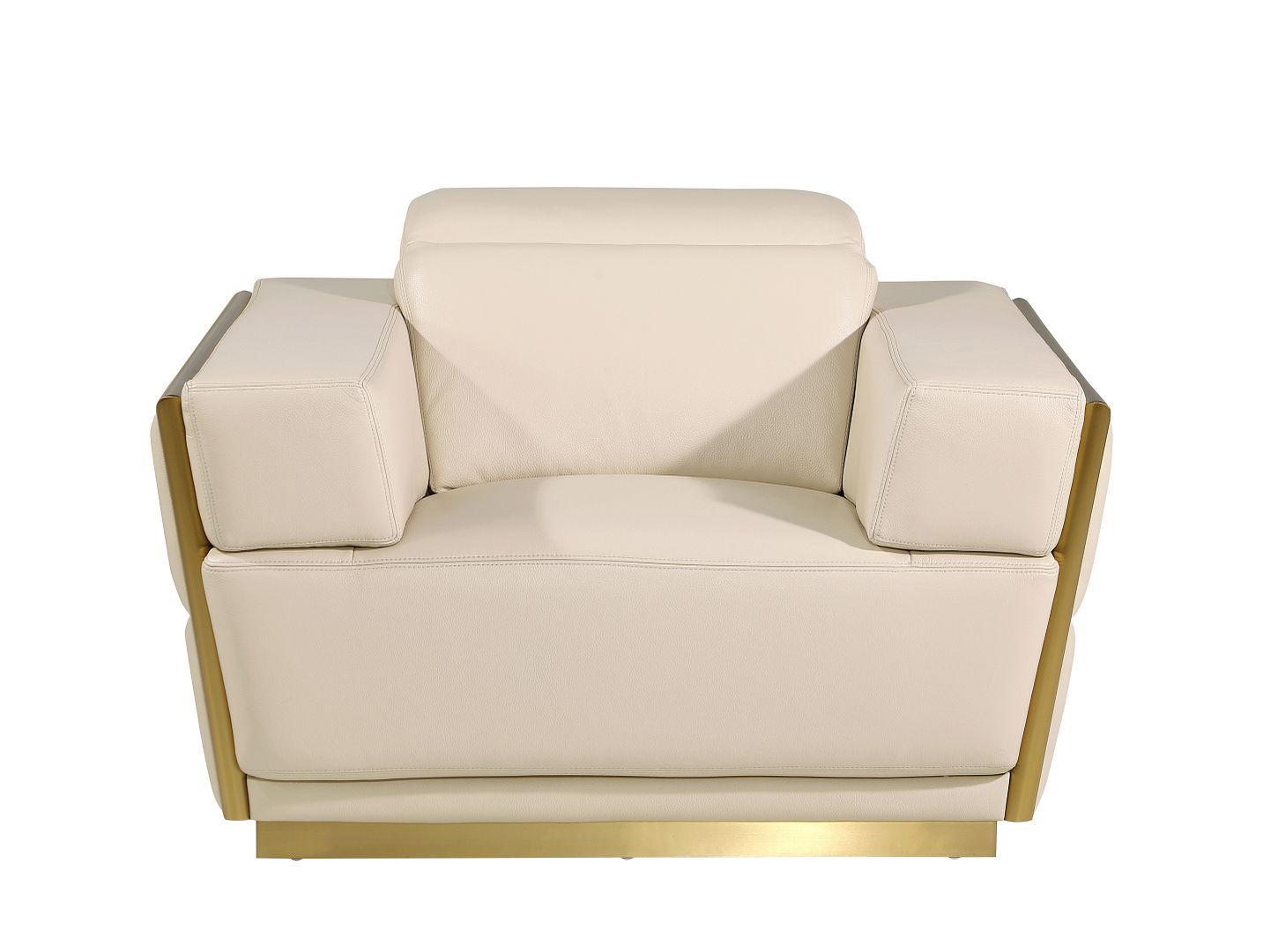 1111 Divanitalia Chair with Adjustable Headrest in Top-grain Italian Leather - Cream - SKU 1111-BEIGE-CH