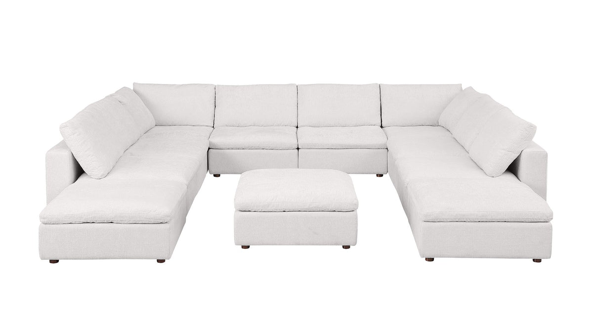 1100 Divanitalia 11-Piece Sectional Sofa with Chaise - Light Grey - SKU 1100-LT-GREY-FABRIC-11.8-U-CHAISE - view 2
