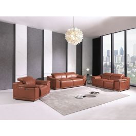 9762 Divanitalia Dark Gray Top Grain Italian Leather Power Reclining Sofa, Loveseat and Chair Set with Adjustable Headrests